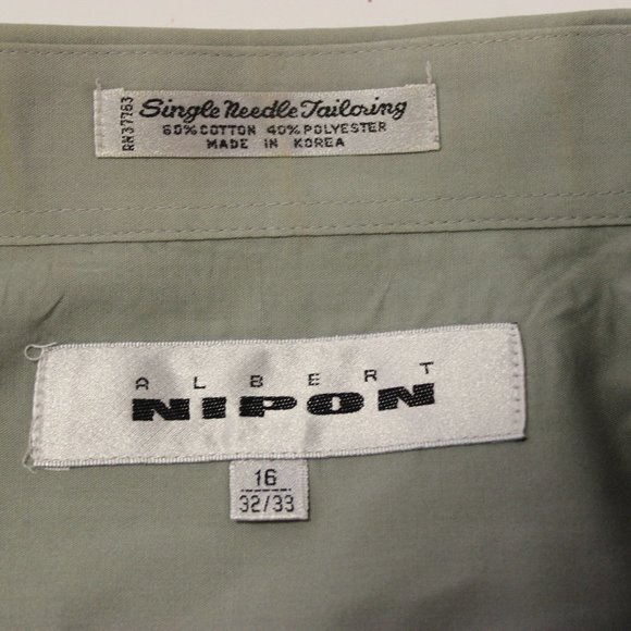 Single Needle LS Button Down Sage Green Shirt - Picture 4 of 4